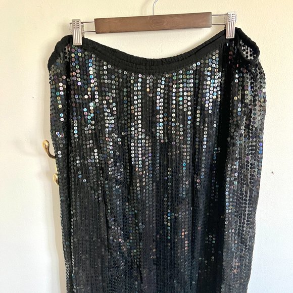 ‼️END OF SUMMER SALE ‼️
 Sheer Black Sequin Maxi Skirt Plus Size - Picture 4 of 4